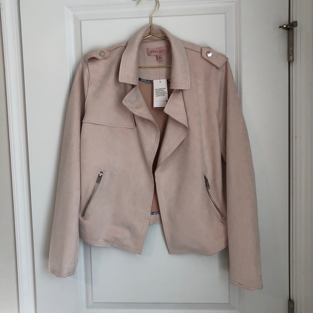 Philosophy Republic Clothing Faux Leather Moto Jacket Blush Pink Size Medium - Picture 2 of 15